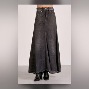 Elan- stone wash grey Maxi Skirt